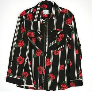 Fresh Prints of Bel-Air Men's Rose Shirt 2XL Button Front Striped Western Retro